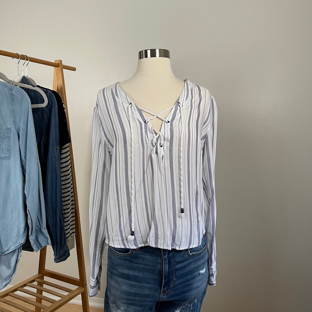 Rails • Grace Patriot Striped Lace Up Top